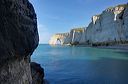 Etretat : la Manneporte, l'Aiguille et l'Arche depuis la pointe de la Courtine